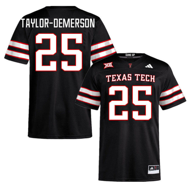 #25 Dadrion Taylor-Demerson Texas Tech Red Raiders Jerseys College Football Uniforms Stitched-Black